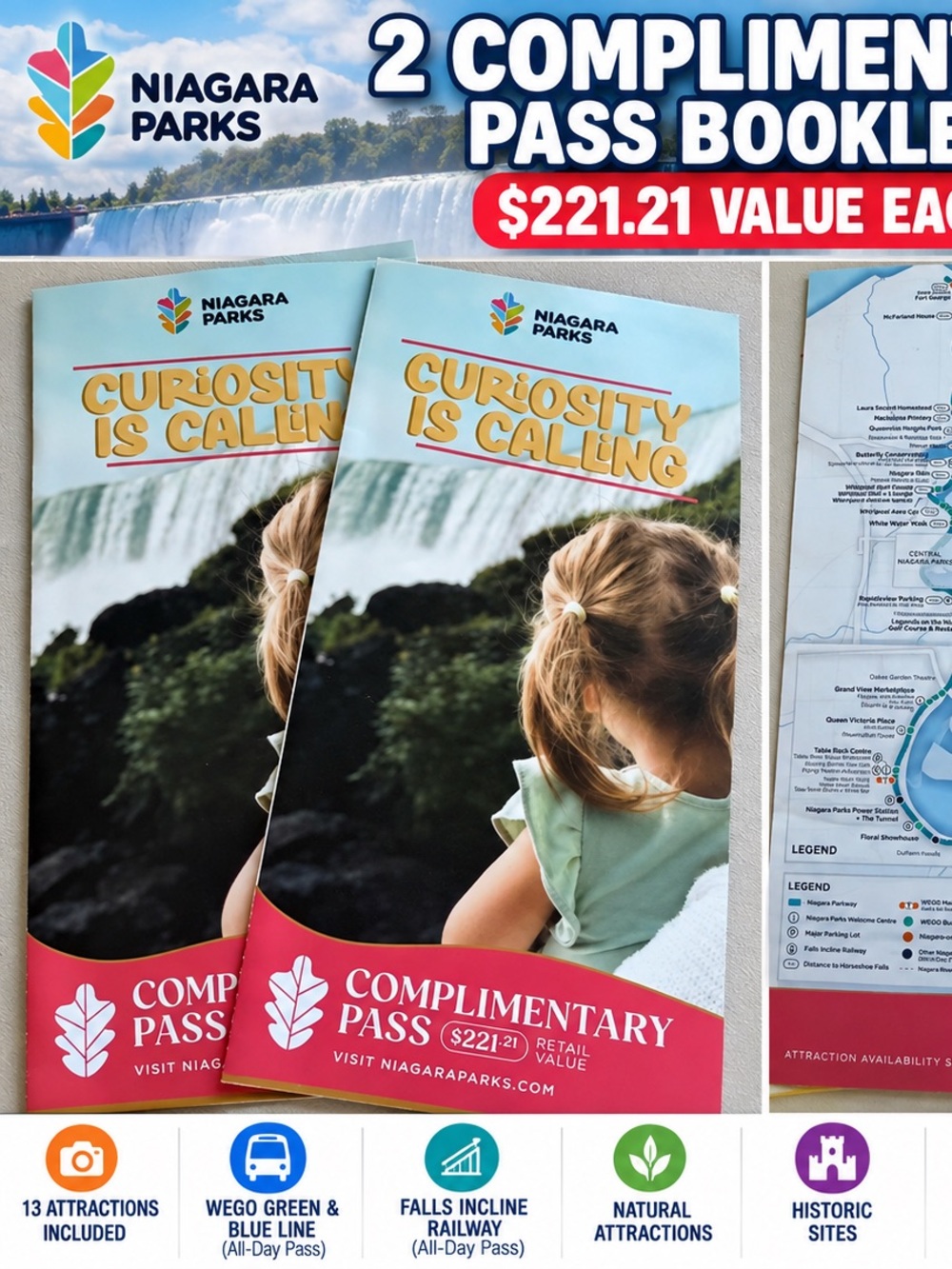 2 Niagara Parks Complimentary Passes – $221.21 Value Each